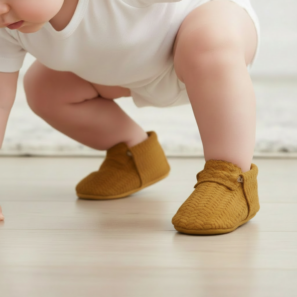 Basketweave Mustard-Yellow Moccs