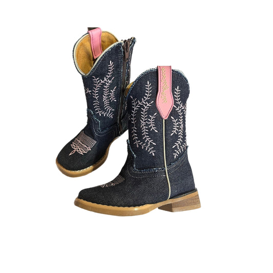 Sophie Denim Square Toe Boots- Denim- USE COUPON: SAVE30