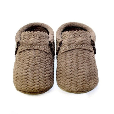 Basketweave Taupe Moccs
