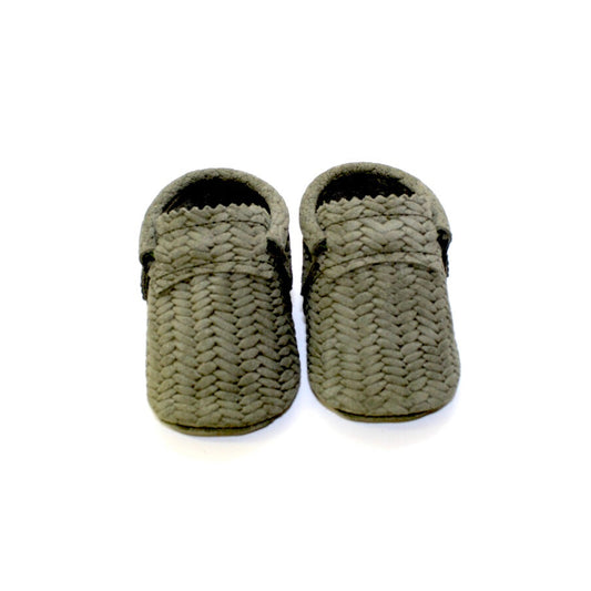 Basketweave Sage Moccs